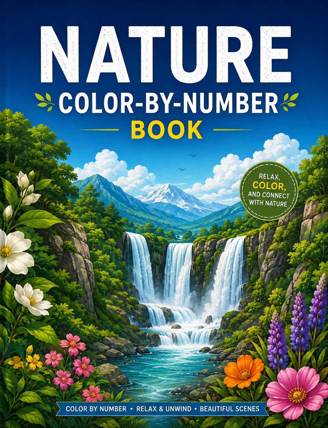 Flowers color-by-number book cover