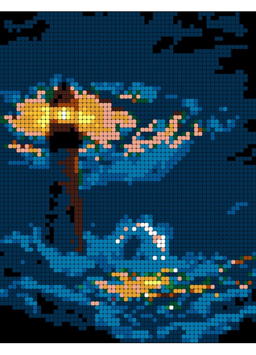 Color-by-number lighthouse storm image