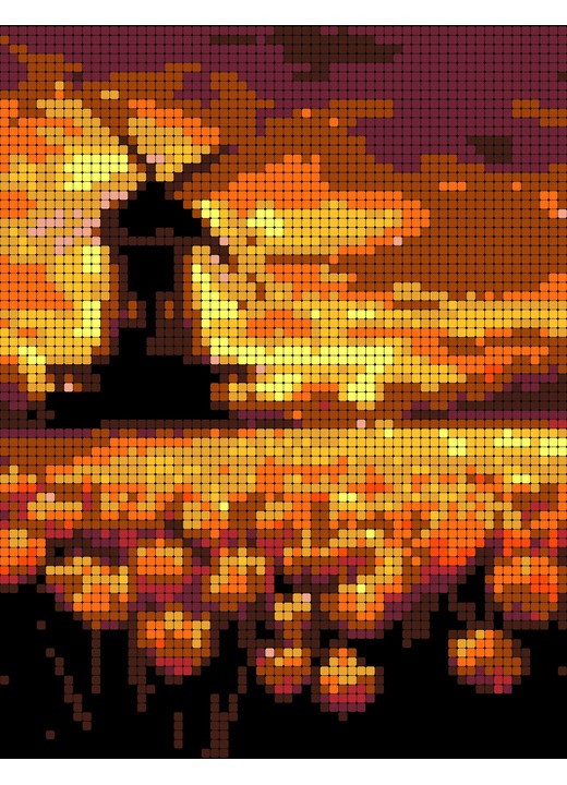 Color-by-number windmill tulips image