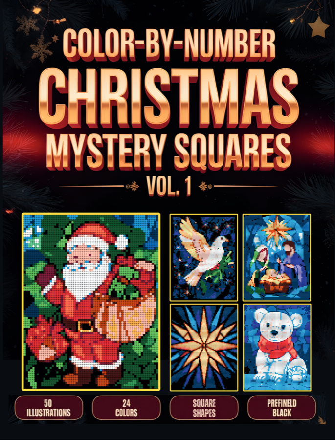 Christmas color by number book cover