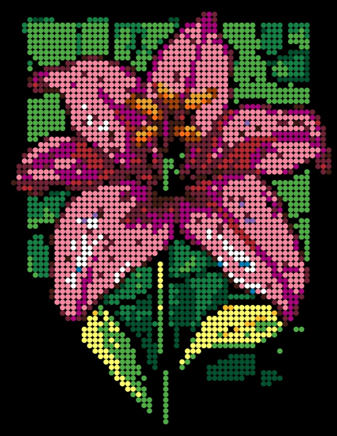 Pixels Petals color-by-number page