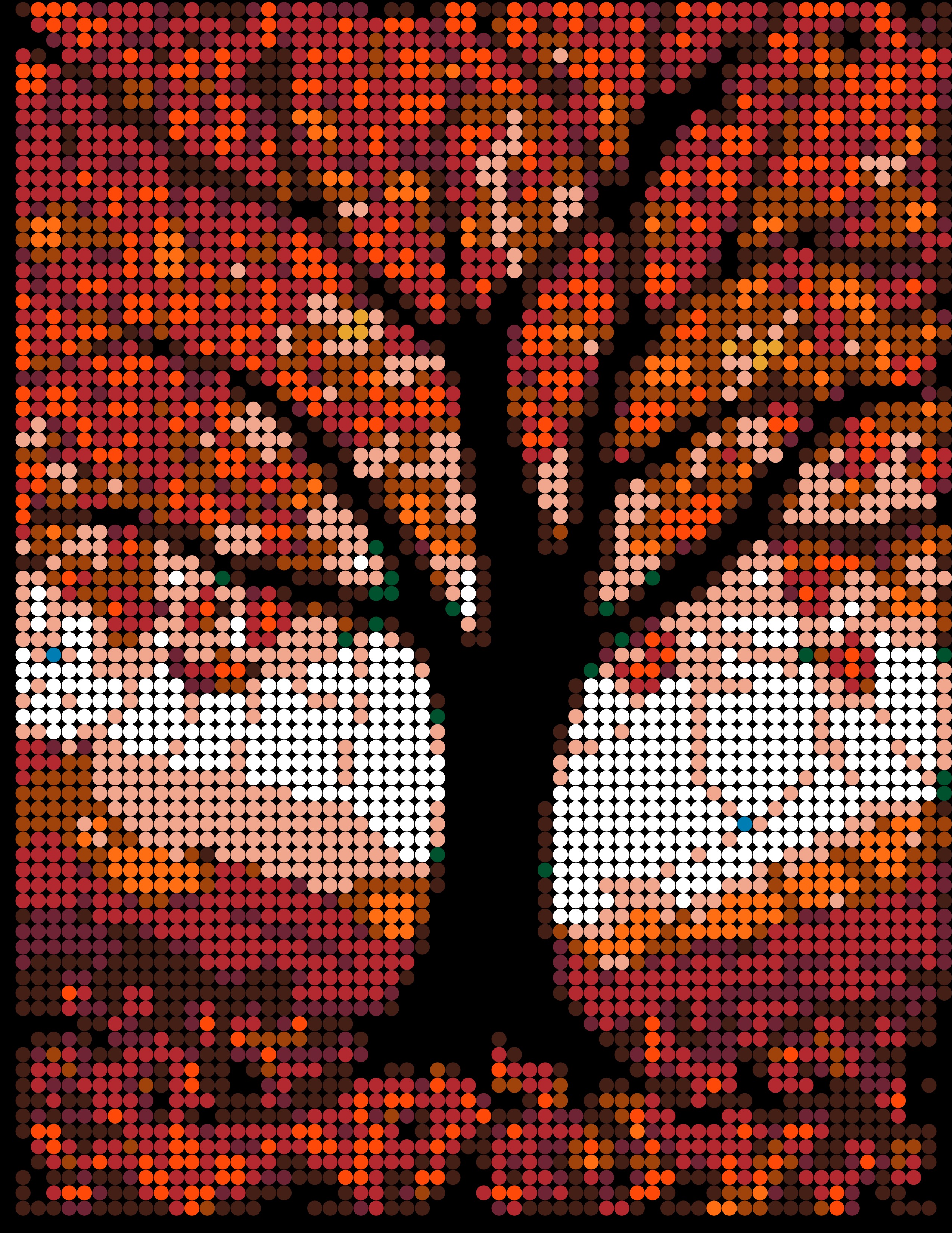 Color-by-number autumn tree in fall colors