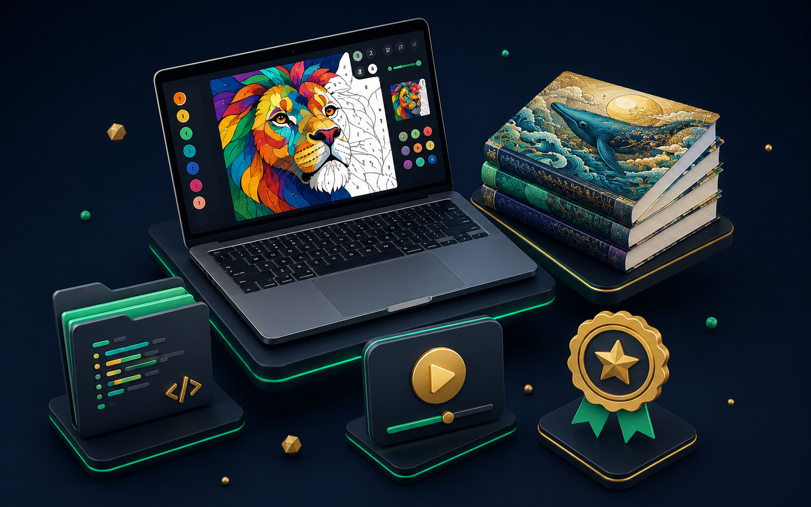 Color By Number Pro white-label bundle — laptop, published books, source code, and quality certification